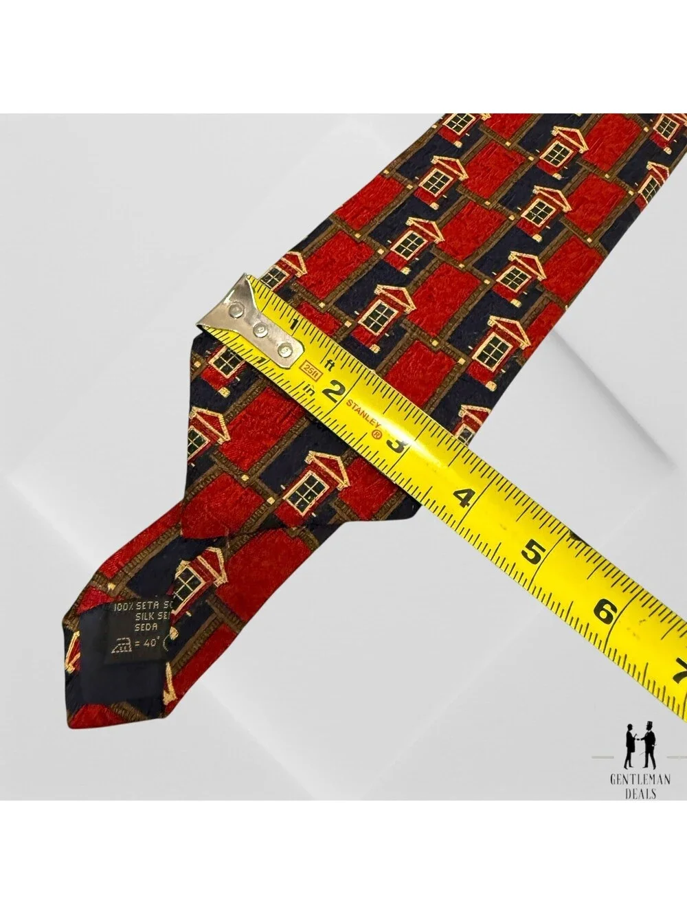 Ermenegildo Zegna Mens Neck Tie Regimental Woven Silk 3D Homes 60 x3.5 Red